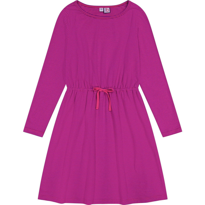 pink and purple striped dress Lila Drawstring Magenta Stripe 12 Model-14 Wash in cold water American (US) Size:2 US Emmi wears our Shirred