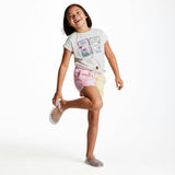 Girls Graphic Tee w. Embroidery & Glitter | White Cassette