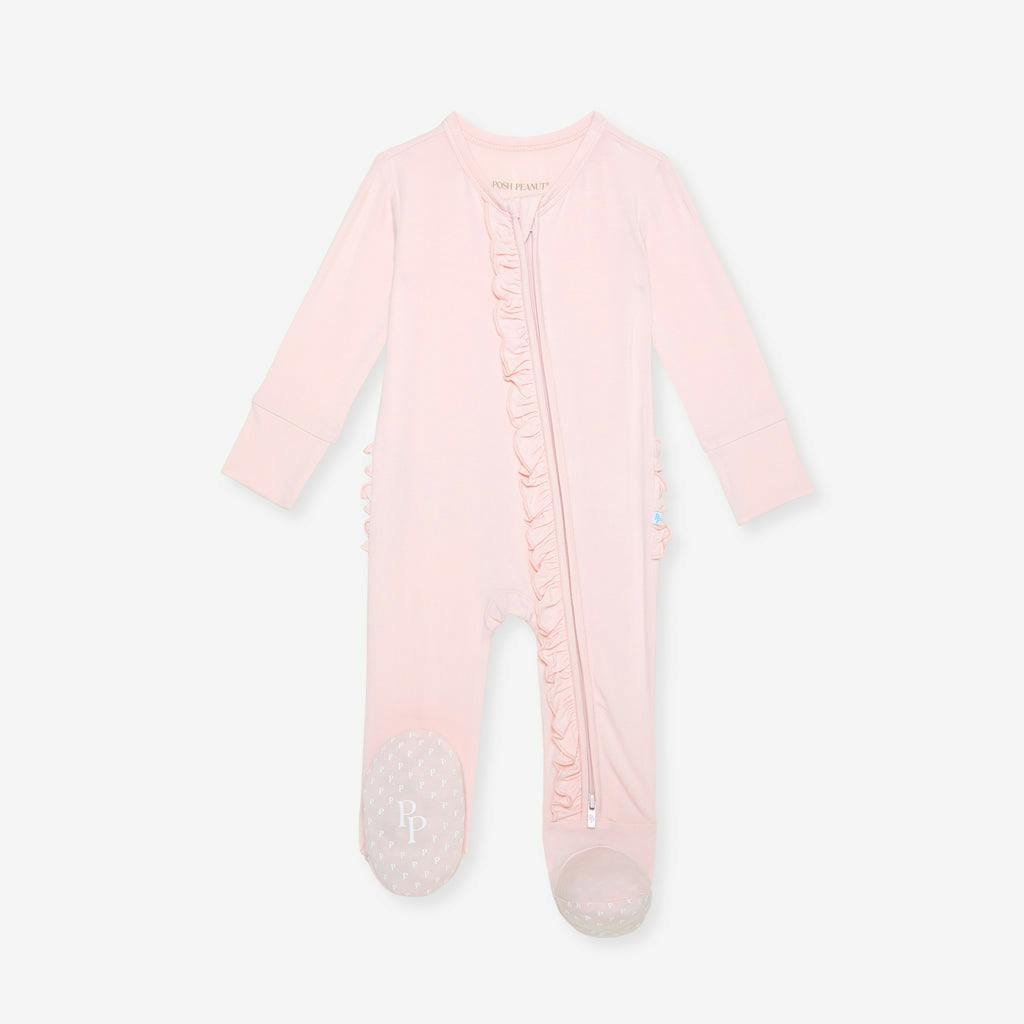 Sweet Pink Footie Ruffled Zippered One Piece