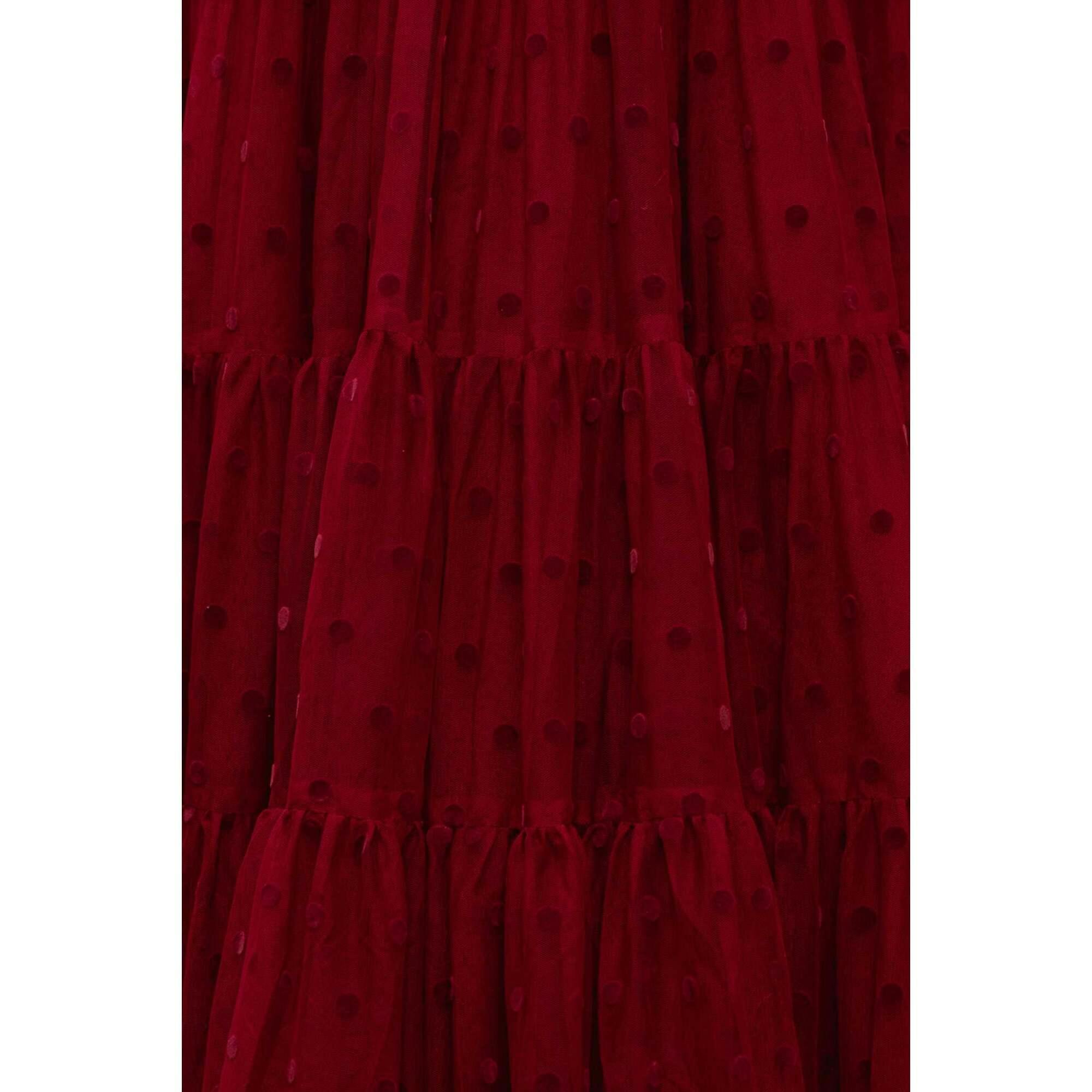 Mini Solange Dress in Burgundy Tulle