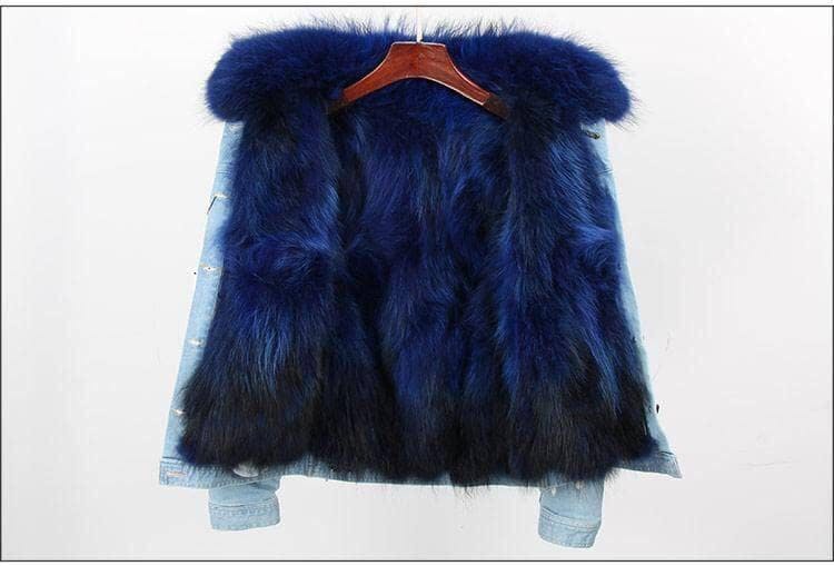 Women’s Ombre Fur Denim Jacket Grey