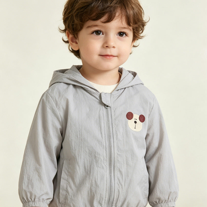 Gray Pocket Hooded Jacket