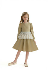 Beige Lace Waist Dress