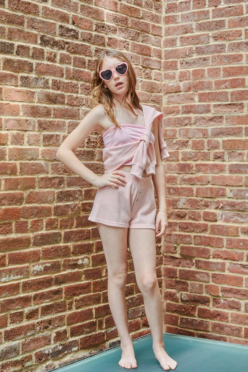 Wes Pastel Pink Waffle Short
