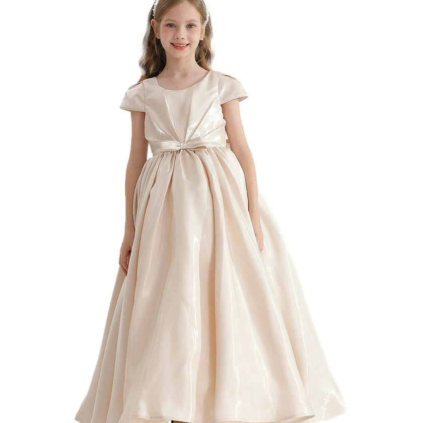 Champagne Bow Long Brea Dress