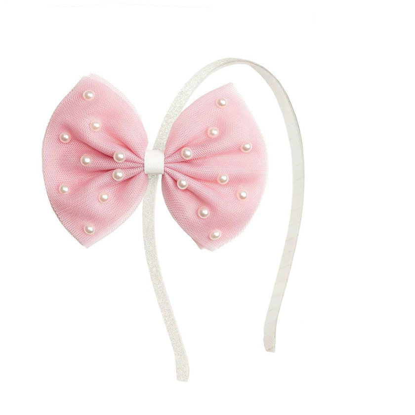 Pretty Pearl Tulle Bow Headband