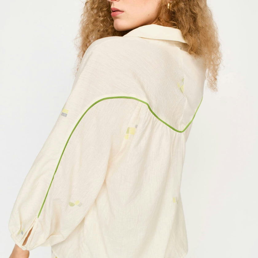 Midland Top in Lime Jamdani
