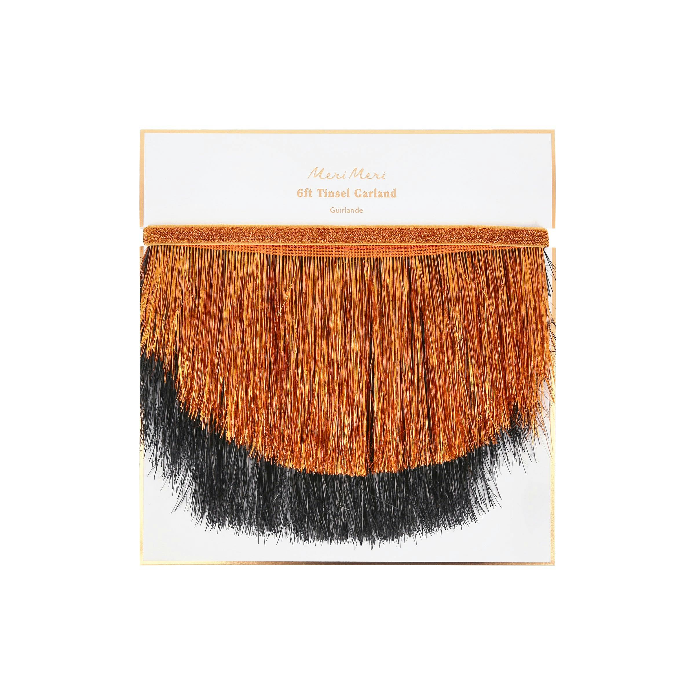 Orange & Black Tinsel Scalloped Garland