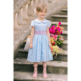 Myrtille Pink Floral Short Sleeve Bishop Dress
