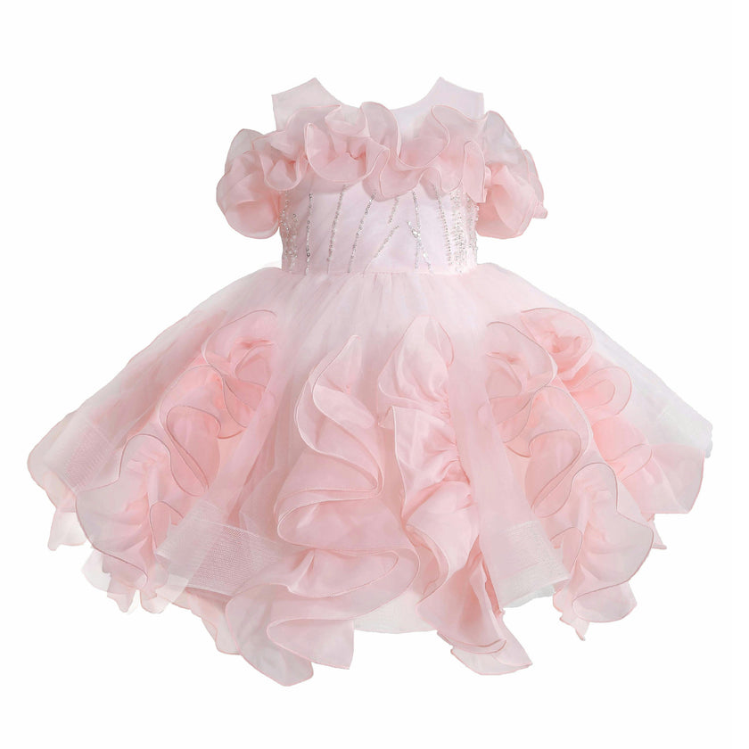 Pink Zaria Ruffled Party Dress