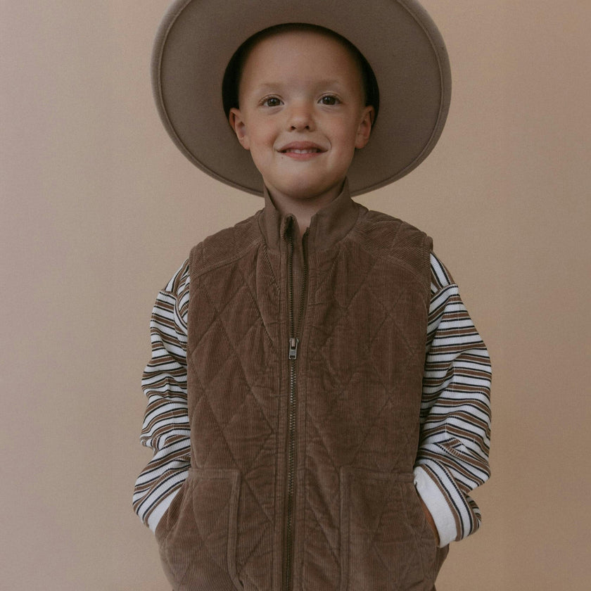 Organic Sleeveless Quilted Corduroy Jacket