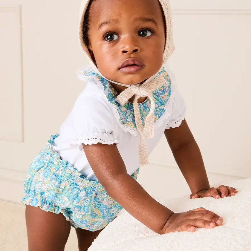 Leontyne Floral Elasticated Waist Bloomers in Blue Made with Liberty Fabric (1mth-3yrs)