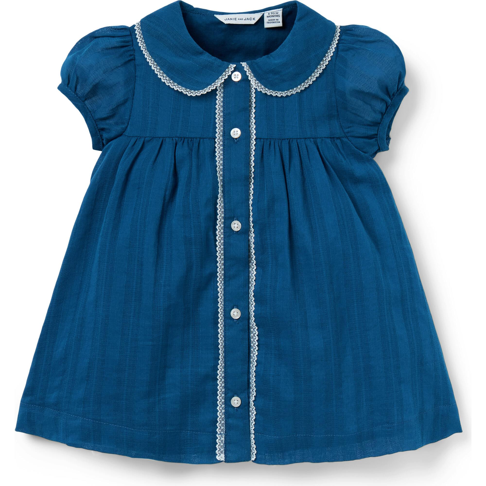 Baby Textured Stripe Collar Dress
