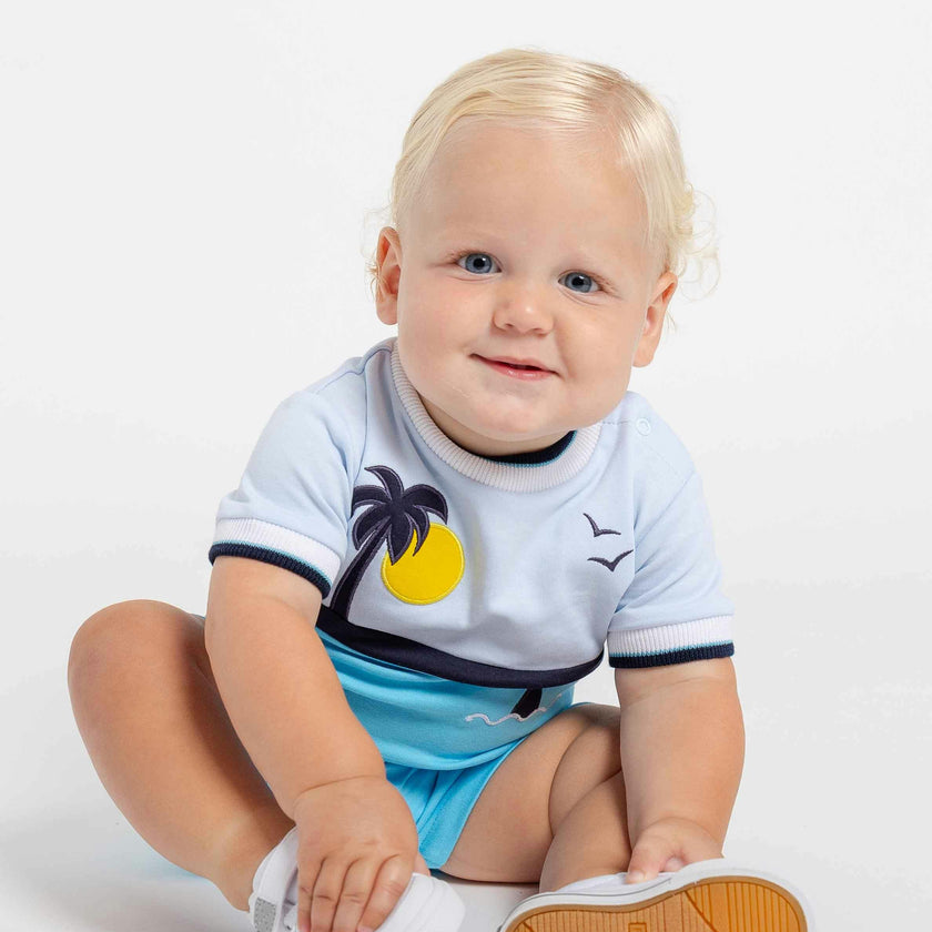 Knit Shortall With Ocean Scene
