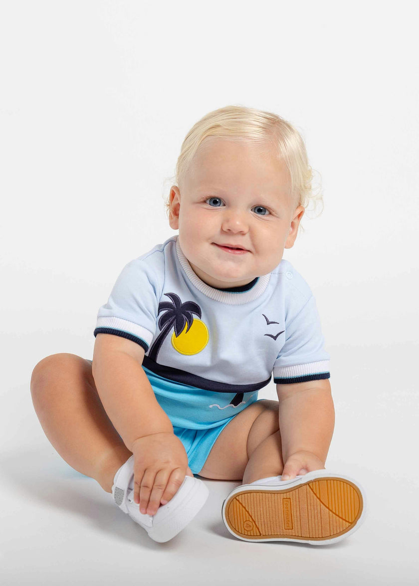 Knit Shortall With Ocean Scene