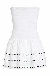 Sage White Heart & Flower Eyelet With Black Ribbon Smocked Ruffle Dress