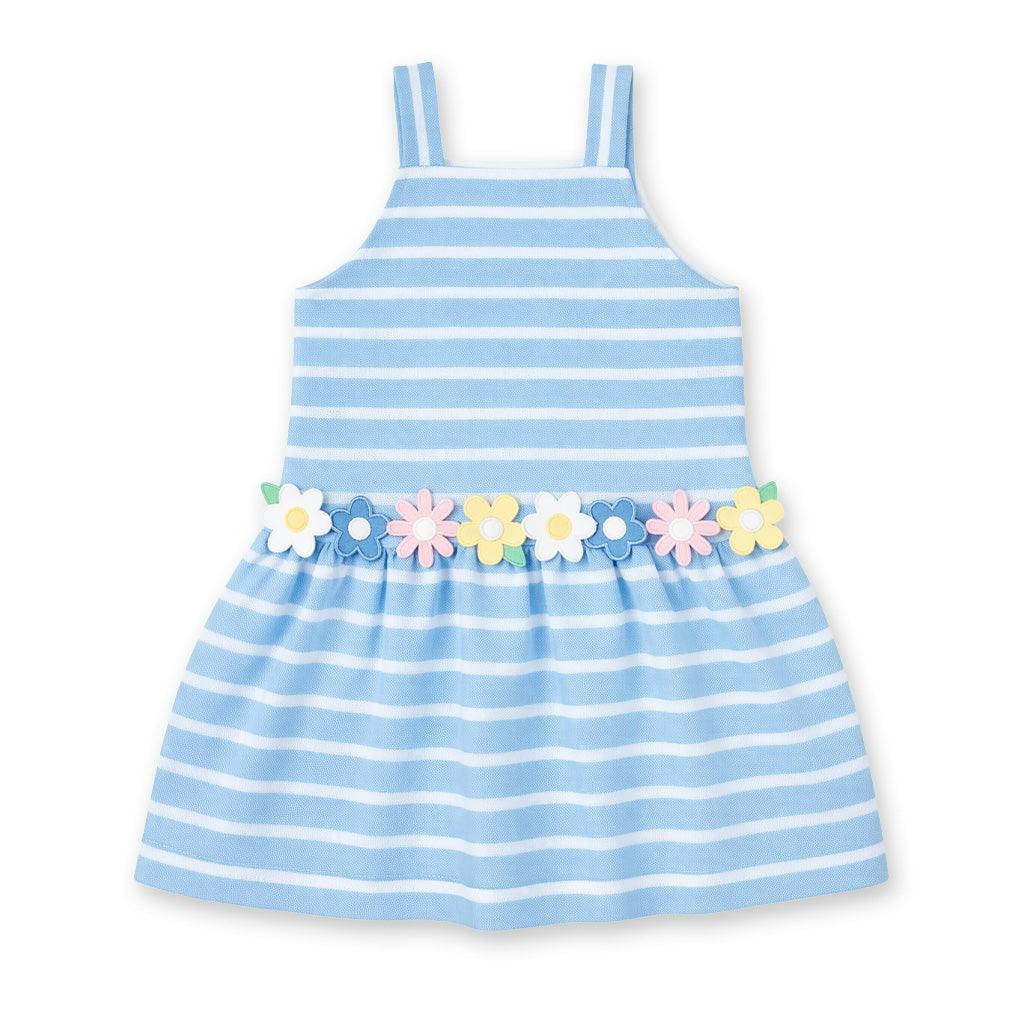 Stripe Knit Dress With Mulitcolor Flowers