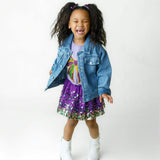 Mardi Gras Sequin Bow Patch Short Sleeve T-Shirt - Lavender