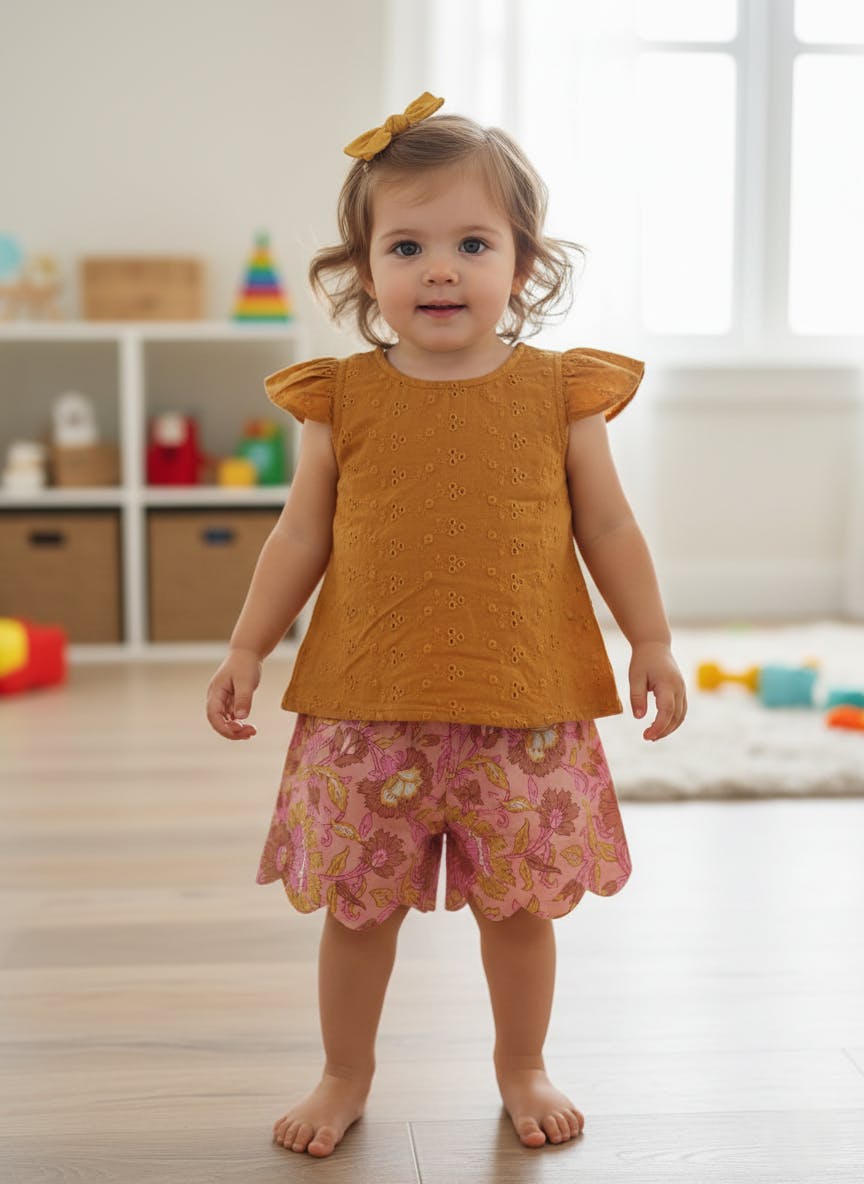Reva Shorts and Top Set Gold Ochre