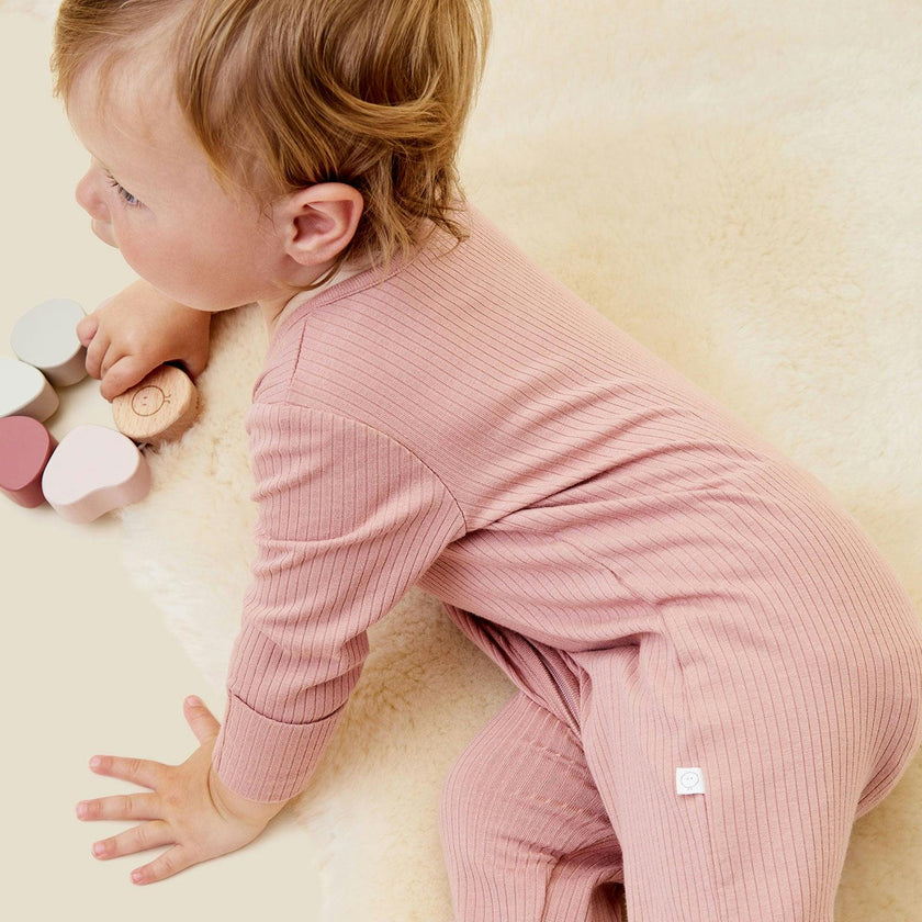 Ribbed Clever Zip Footed Baby Pajamas