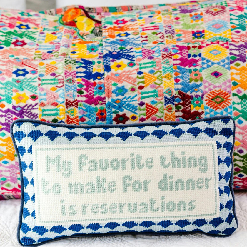Reservations Needlepoint Pillow