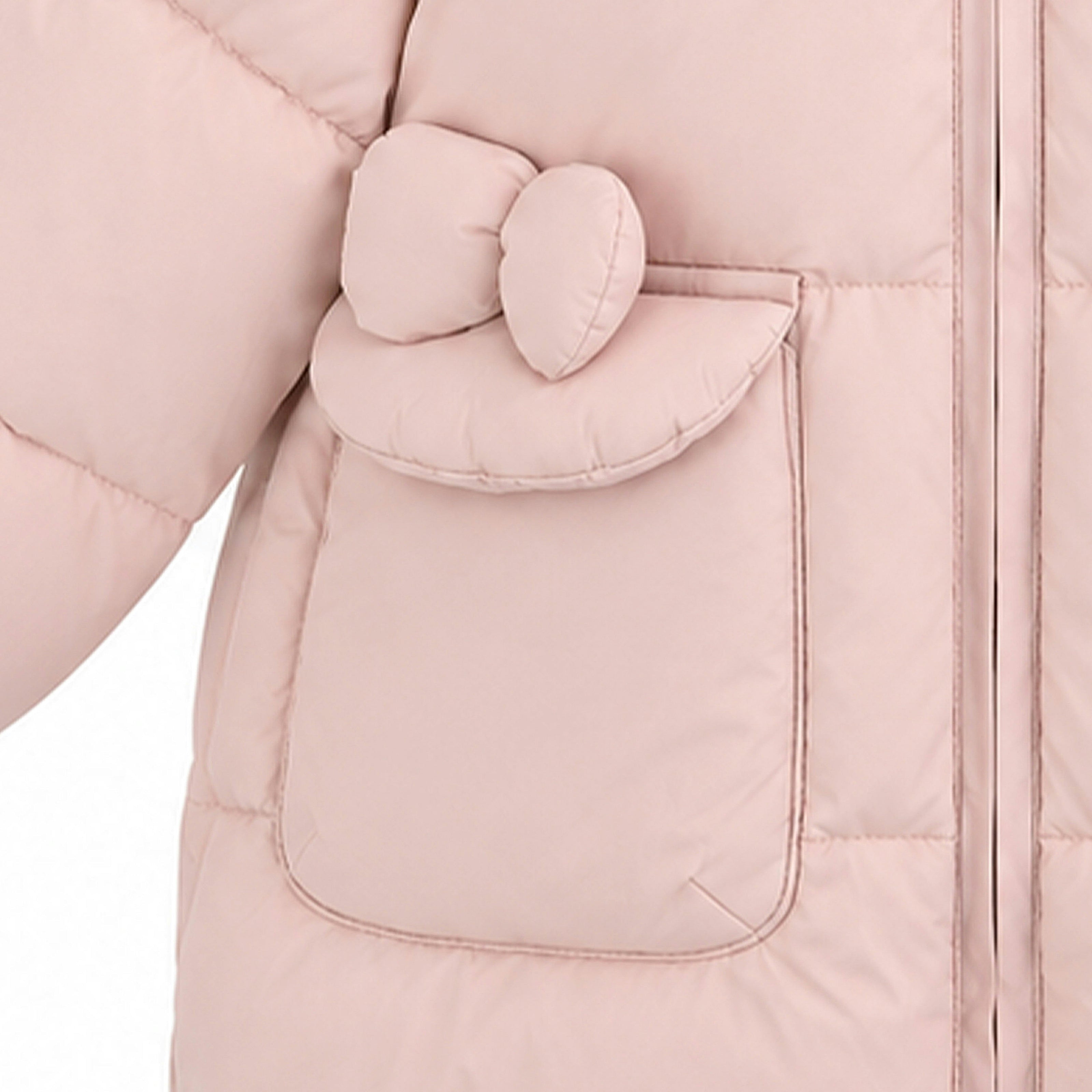 Pink Bow-Detail Puffer Jacket