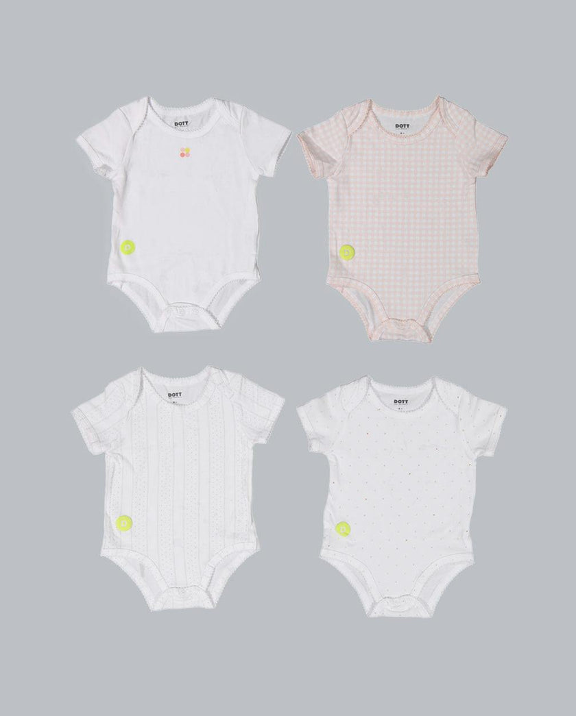 Baby Girl Short Sleeve 4pc Onesie Set