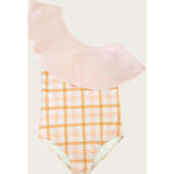 Sunkissed Plaid One Shoulder Ruffle