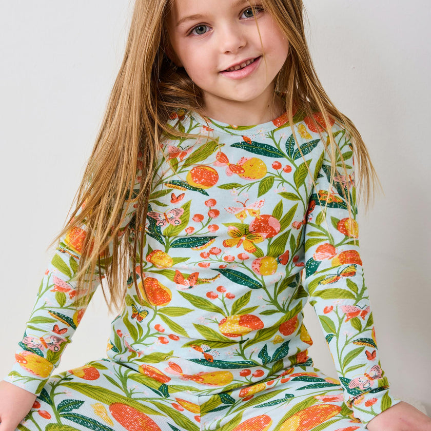 Butterfly Grove - Kids PJ Set - Soft Blue