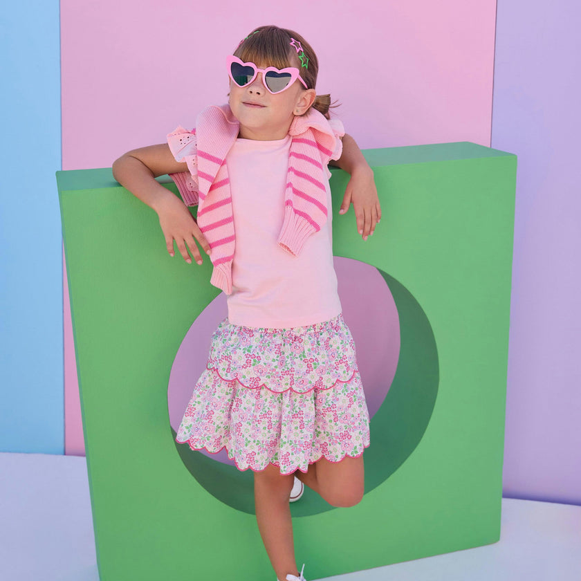 Two Tiered Skort - Pink Bloomsbury Blossoms