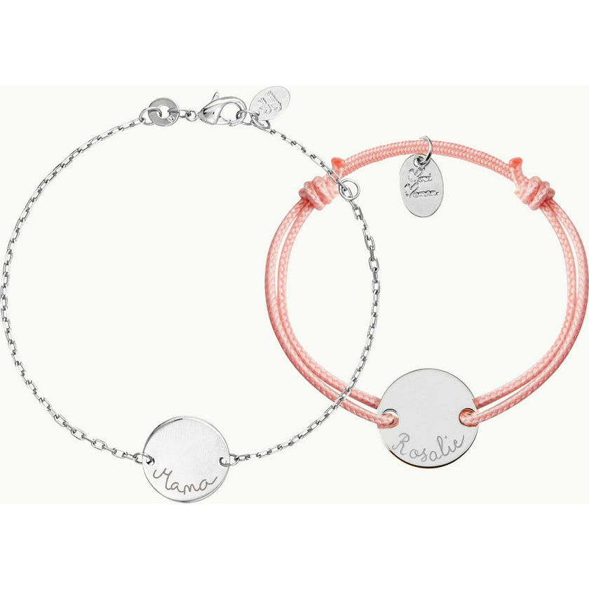 Personalized Mother & Child Bracelet Set, Sterling Silver