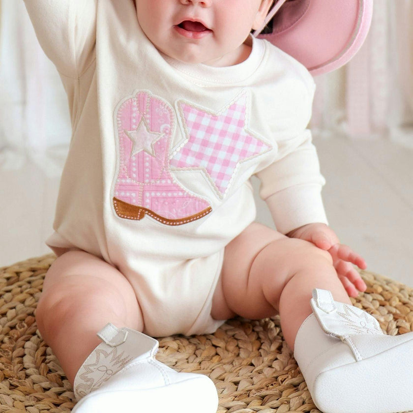 Bandana Cowgirl Patch Western Long Sleeve Romper