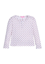 Long Sleeved Henley Tee - Verbier Pointelle Floral