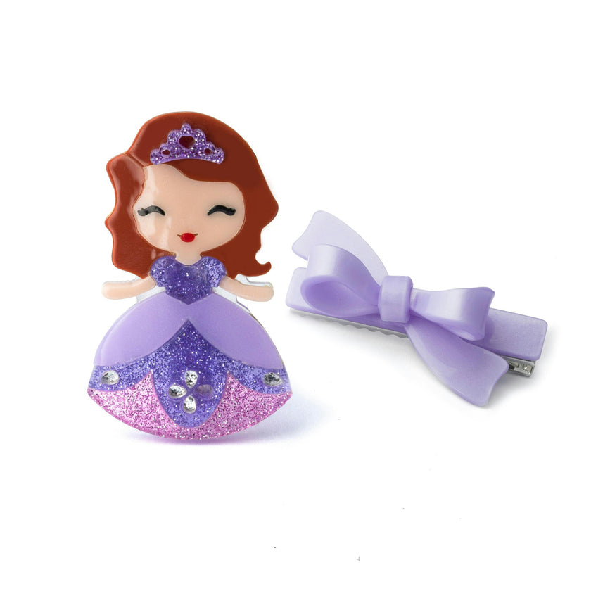 Cute Doll Orchid Dress & Bow Hair Clips