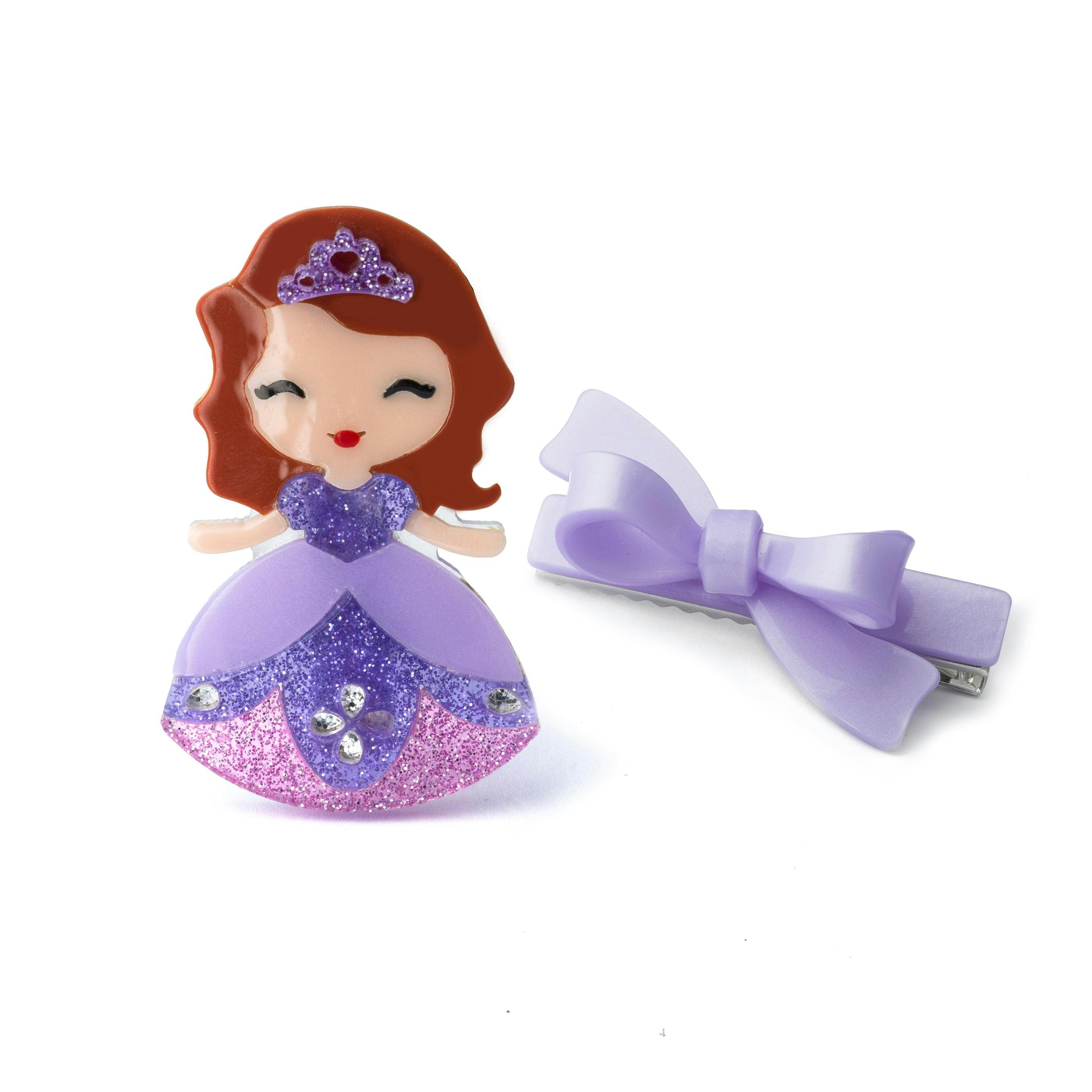 Cute Doll Orchid Dress & Bow Hair Clips
