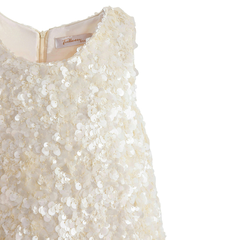 Ivory Sequin Feather Dress