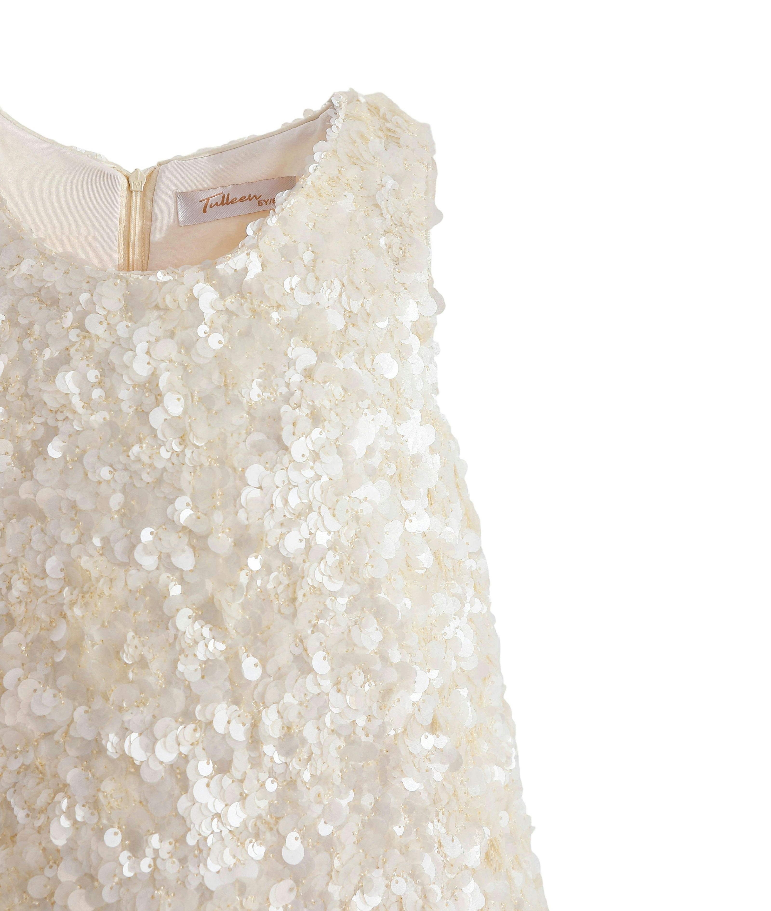 Ivory Sequin Feather Dress