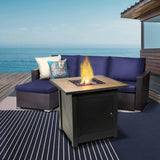 Outdoor Square 30" Propane Ceramic Gas Fire Pit With Steel Base