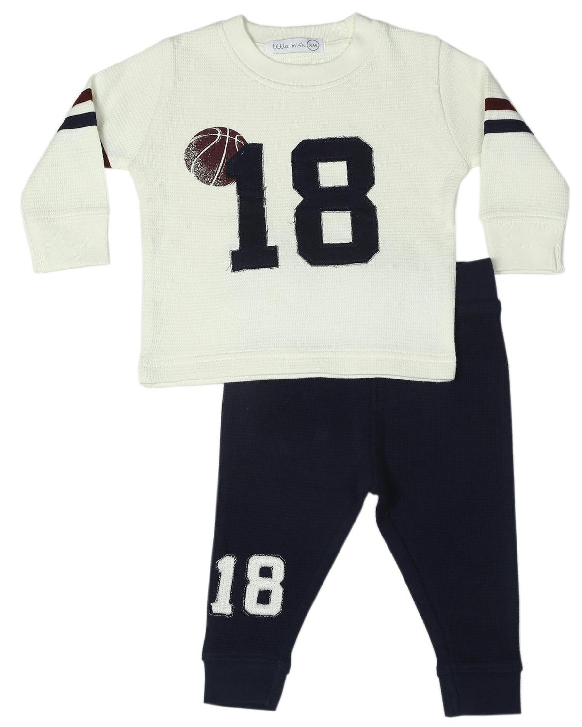 Baby Varsity Number Thermal Set - Sand