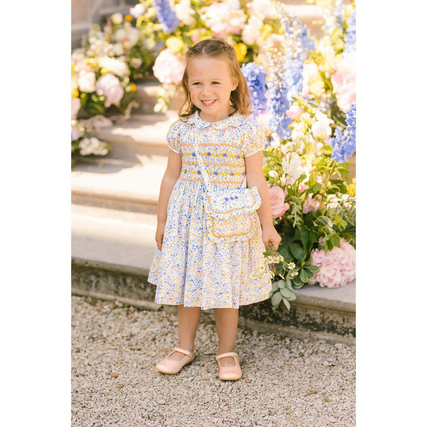 Ondine Blue Floral Smocked Dress