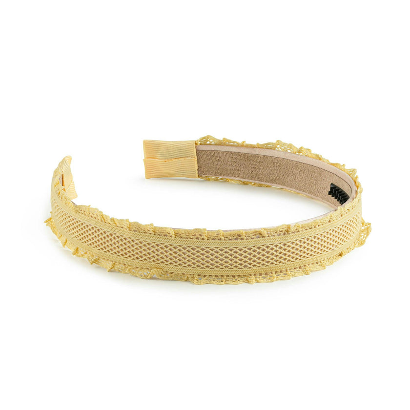 Halo Luxe Mae Lattice Lace Headband - Lemon