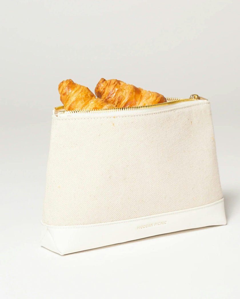 Insulated Small Snack Pouch, White Canvas