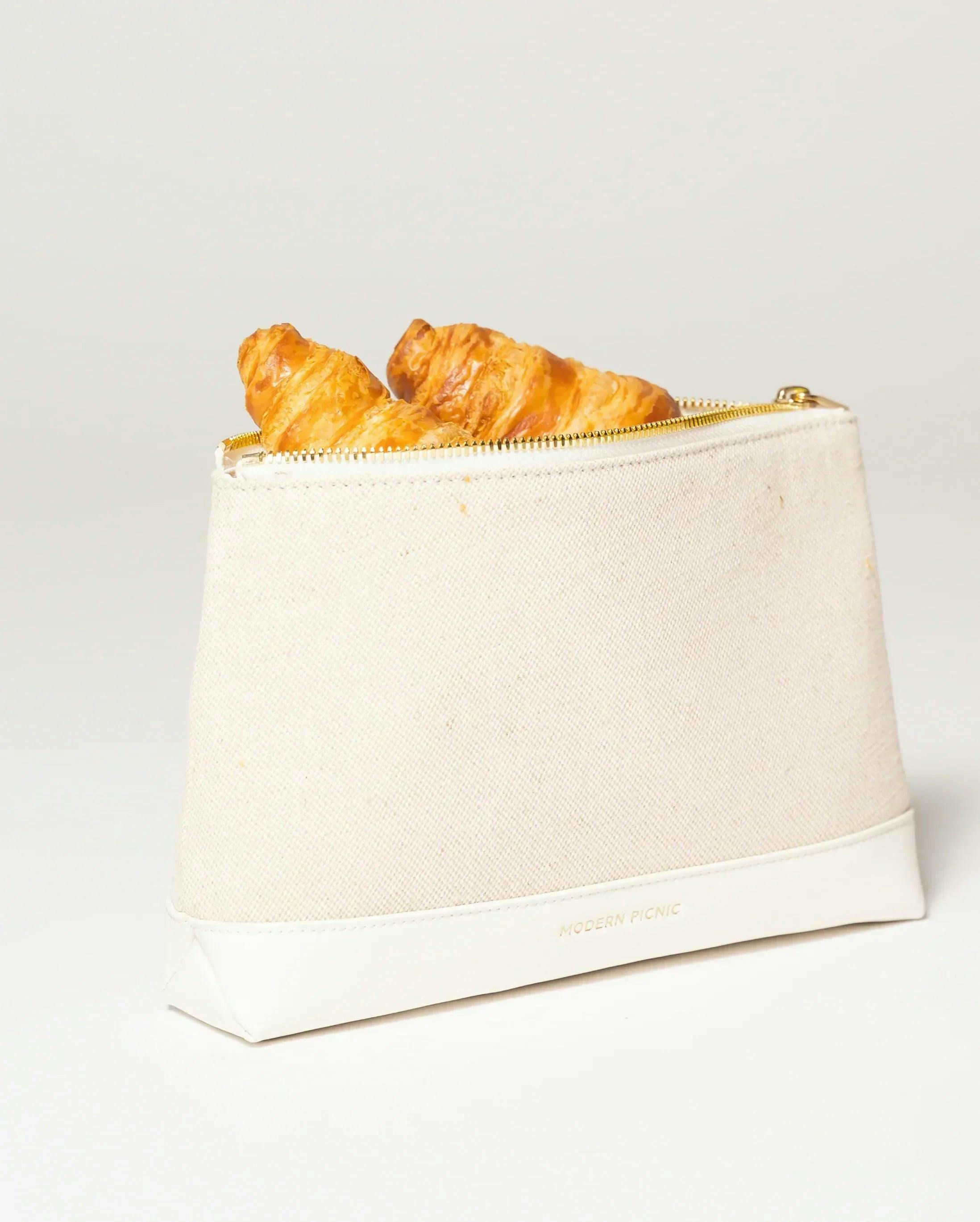 Insulated Small Snack Pouch, White Canvas