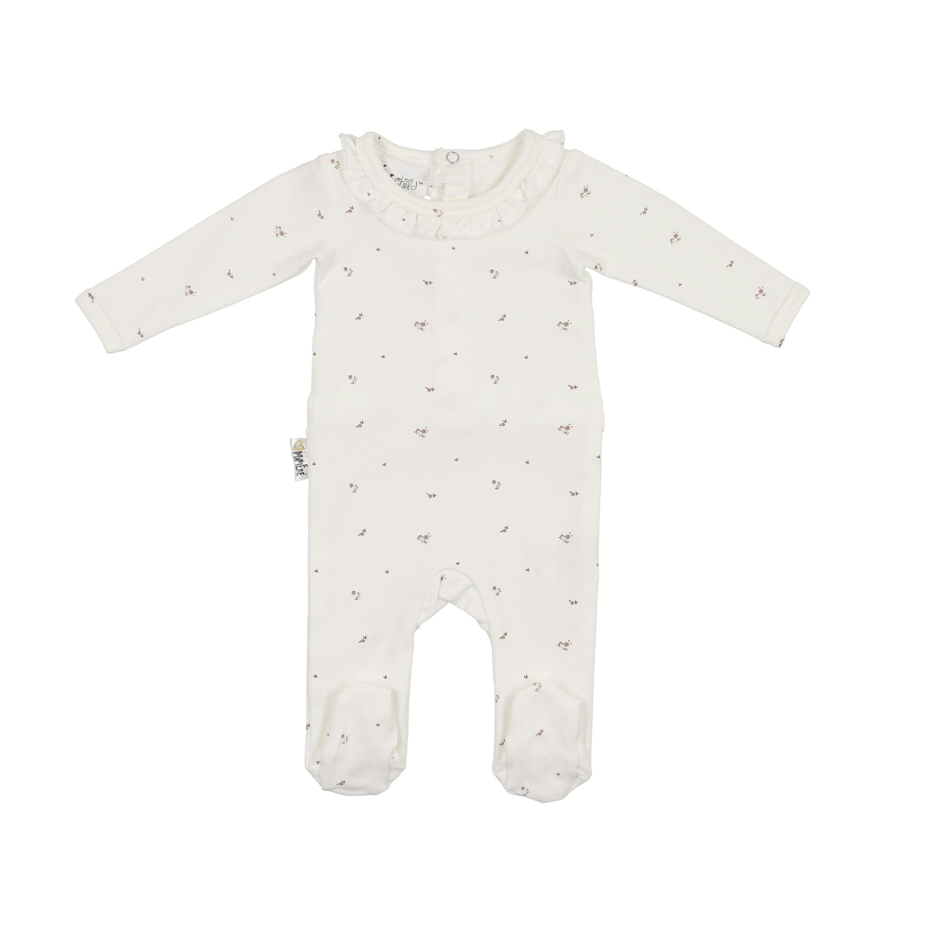 Floral Ruffle Footie and Beanie Set
