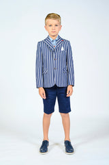 Navy Striped Embroidered Blazer