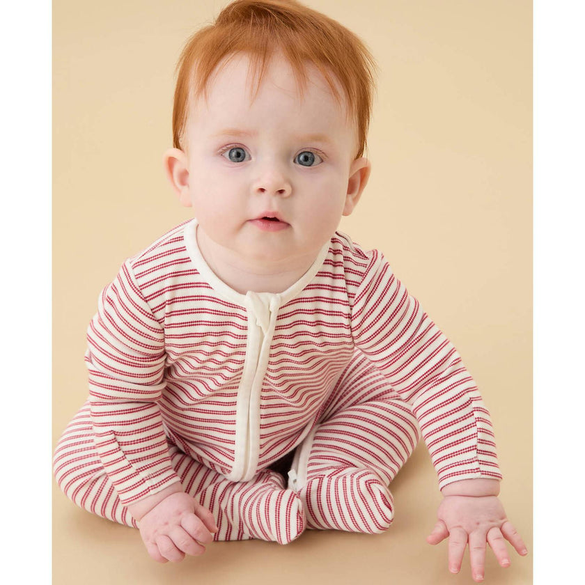 Red Stripe Clever Zip Baby Pajamas