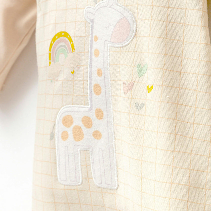 Peach Giraffe Graphic Babygrow & Hat