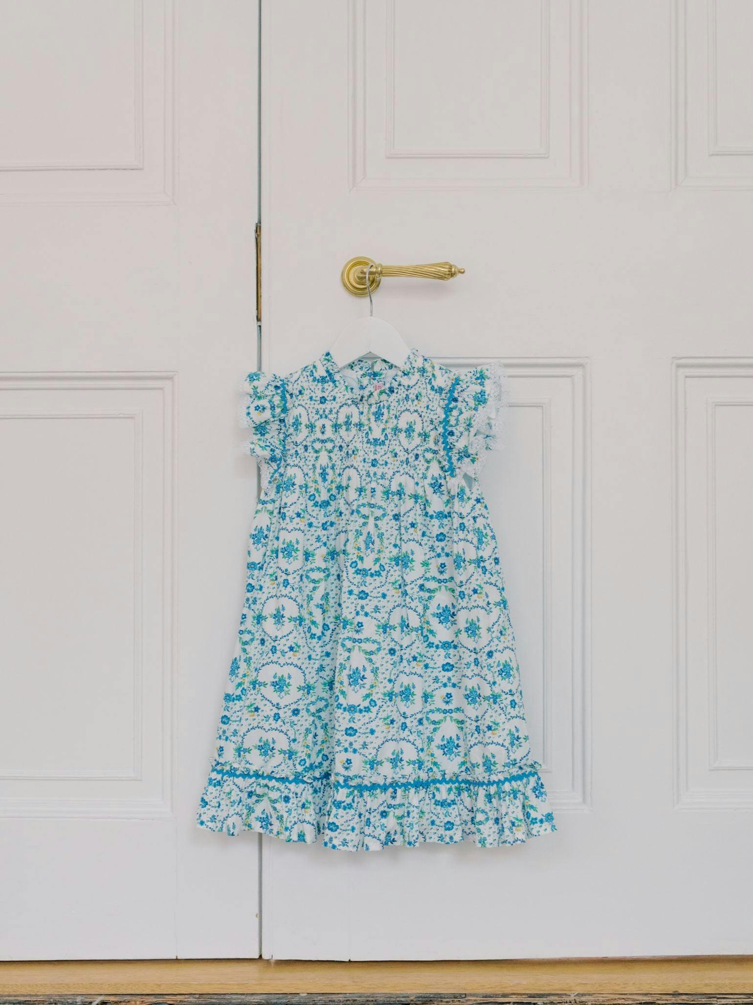 Nicky Hilton x La Coqueta Blue Bow Floral Lily-Grace Girl Empire Dress