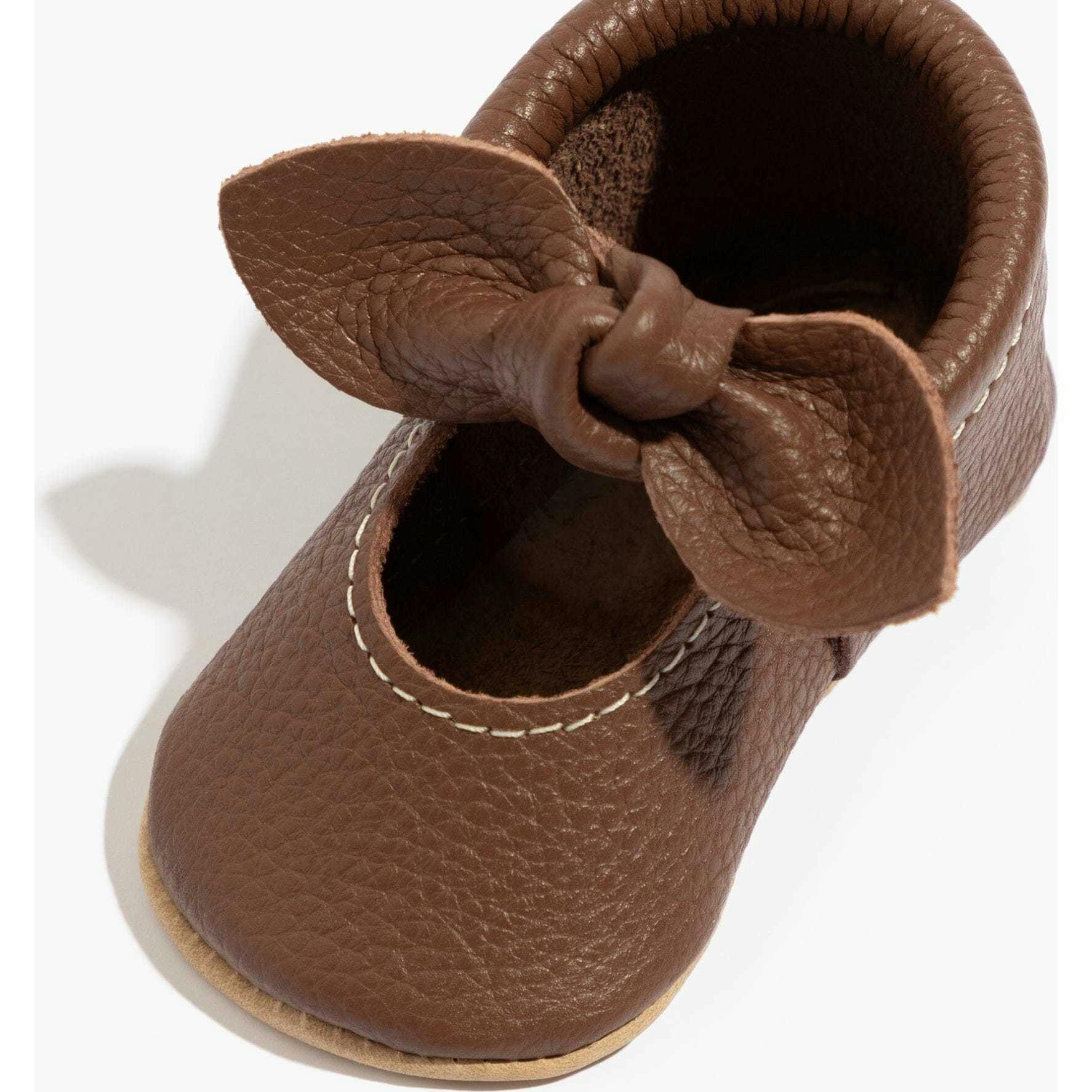 Chestnut Knotted Bow Baby Shoe