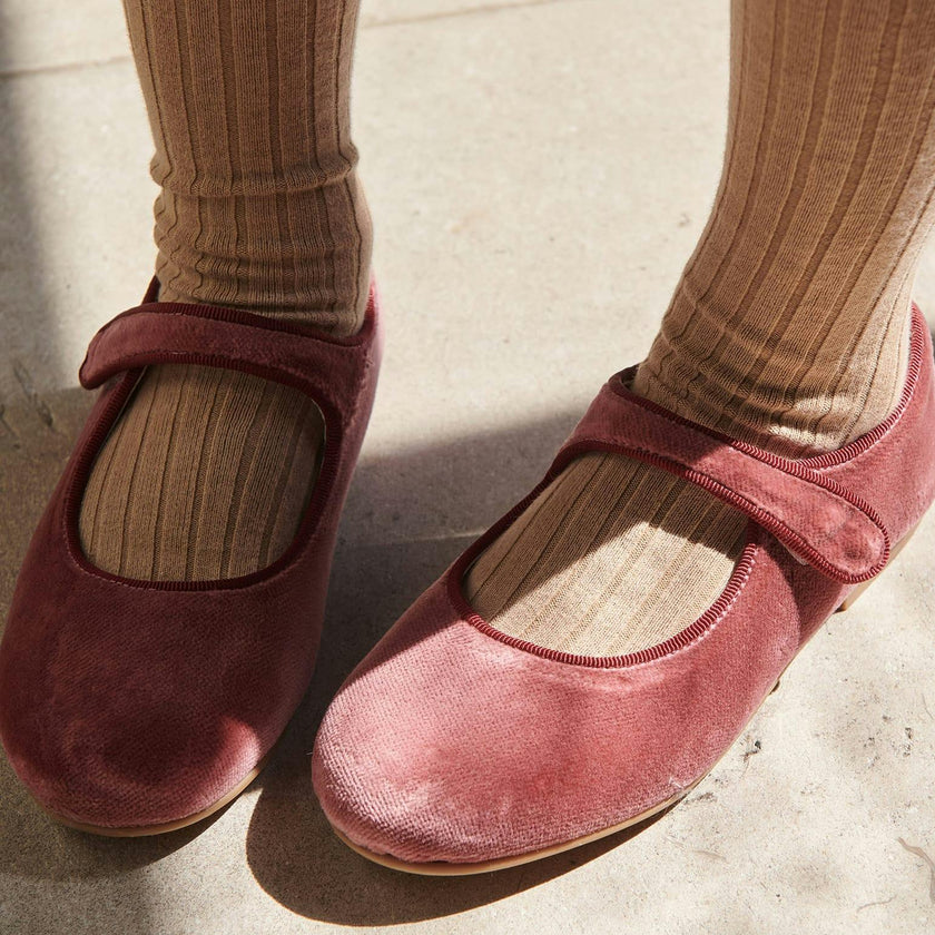 Dusty Pink Velvet Girl Mary Jane Shoes